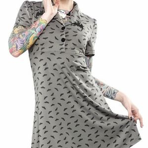 Sourpuss Rosie gray bats dress